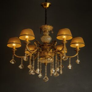 Regal Élan – Vintage Gold Crystal Chandelier