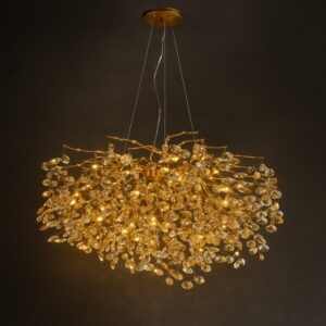 Celestia Bloom – Luxe Golden Crystal Chandelier
