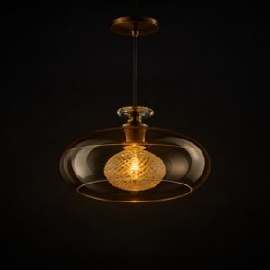 Aurelia Dome – Vintage Gold Pendant Light with Crystal Core