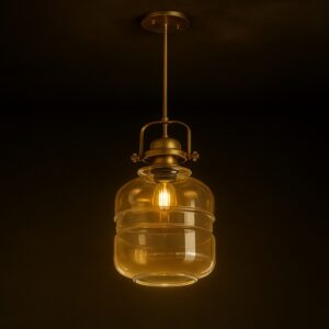 Amber Vault – Vintage Dome Glass Pendant Light