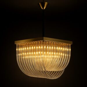 Luxe Curved Crystal Tube Chandelier
