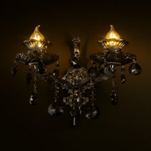 Noir Élite – Double Flame Vintage Crystal Wall Light