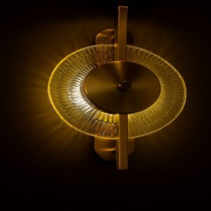 Solare Disc – Crystal & Gold Designer Wall Light